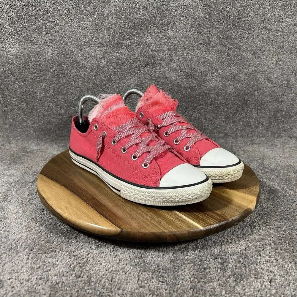Converse All Star 640511F Junior Size 6 Hot Pink Tulle Double Tongue Shoes Used